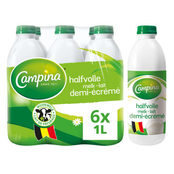 CAMPINA HALFVOLLE MELK PET+ 6X1L Afbeeldingen van CAMPINA HALFVOLLE MELK PET+ 6X1L